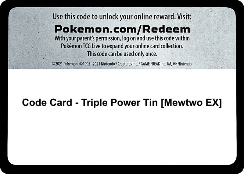 Image for Code Card - Triple Power Tin [Mewtwo EX] (XY - BREAKpoint) (BKP) - Pokemon