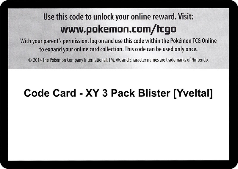 Image for Code Card - XY 3 Pack Blister [Yveltal] (XY - BREAKthrough) (BKT) - Pokemon