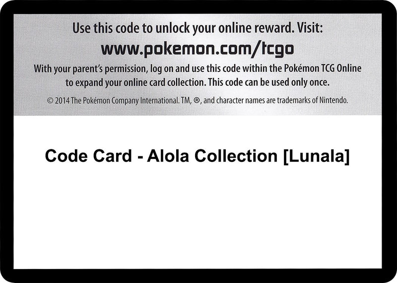 Image for Code Card - Alola Collection [Lunala] (XY - Evolutions) (EVO) - Pokemon