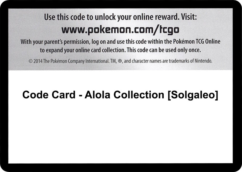 Image for Code Card - Alola Collection [Solgaleo] (XY - Evolutions) (EVO) - Pokemon