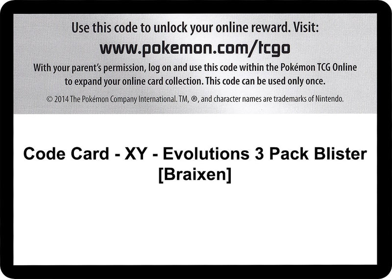 Image for Code Card - XY - Evolutions 3 Pack Blister [Braixen] (XY - Evolutions) (EVO) - Pokemon