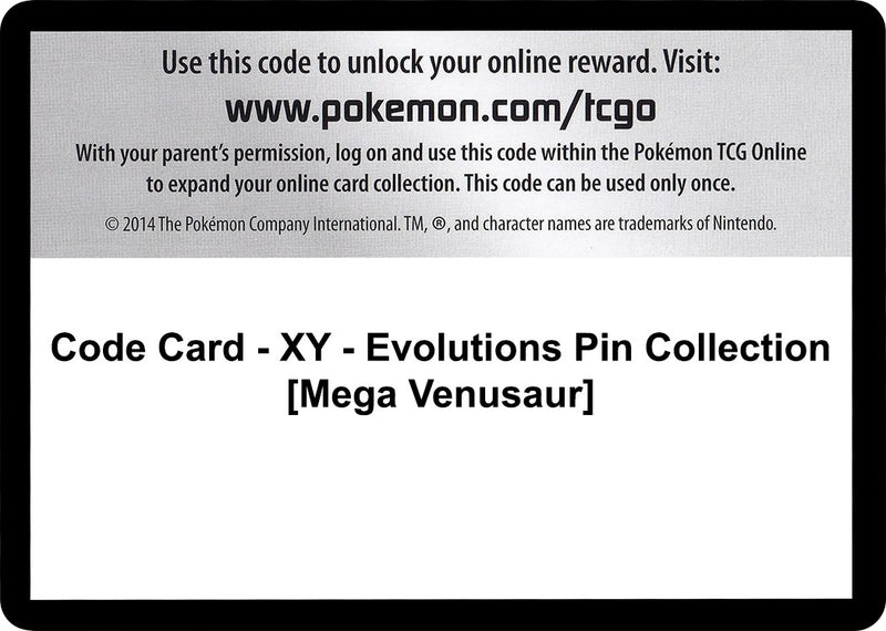 Image for Code Card - XY - Evolutions Pin Collection [Mega Venusaur] (XY - Evolutions) (EVO) - Pokemon