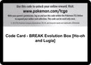 Image for Code Card - BREAK Evolution Box [Ho-oh and Lugia] (XY - Fates Collide) (FCO) - Pokemon