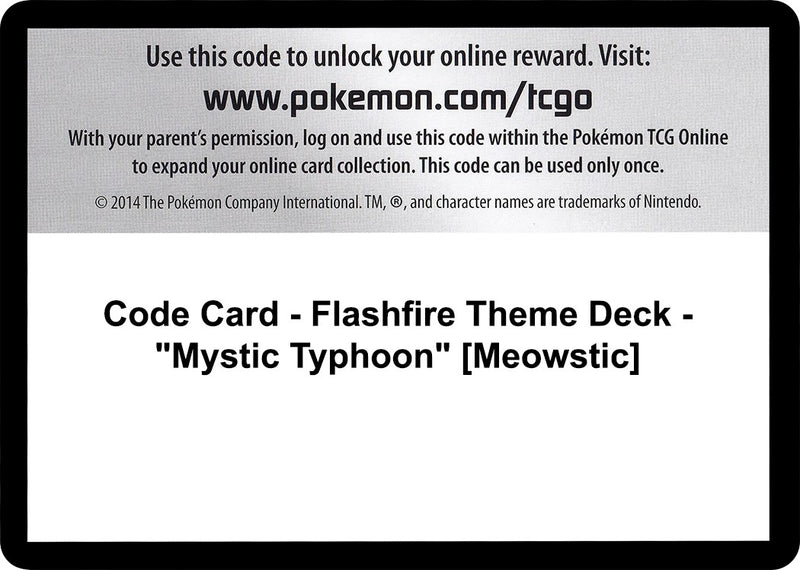 Image for Code Card - Flashfire Theme Deck - "Mystic Typhoon" [Meowstic] (XY - Flashfire) - Pokemon