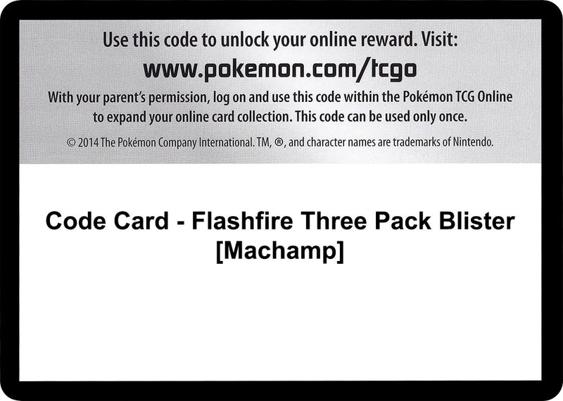 Image for Code Card - Flashfire Three Pack Blister [Machamp] (XY - Flashfire) - Pokemon