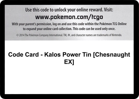 Image for Code Card - Kalos Power Tin [Chesnaught EX] (XY - Flashfire) - Pokemon