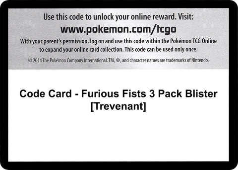 Image for Code Card - Furious Fists 3 Pack Blister [Trevenant] (XY - Furious Fists) - Pokemon
