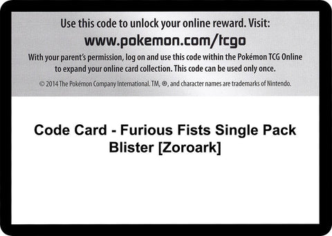Image for Code Card - Furious Fists Single Pack Blister [Zoroark] (XY - Furious Fists) - Pokemon