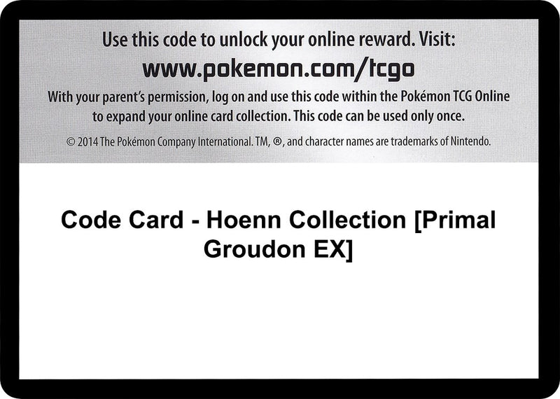 Image for Code Card - Hoenn Collection [Primal Groudon EX] (XY - Phantom Forces) - Pokemon