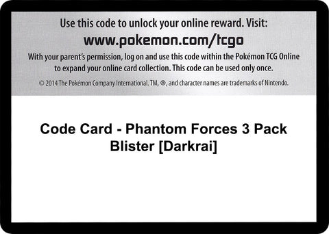 Image for Code Card - Phantom Forces 3 Pack Blister [Darkrai] (XY - Phantom Forces) - Pokemon