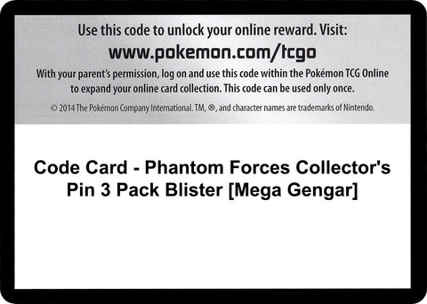 Image for Code Card - Phantom Forces Collector's Pin 3 Pack Blister [Mega Gengar] (XY - Phantom Forces) - Pokemon