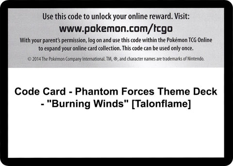 Image for Code Card - Phantom Forces Theme Deck - "Burning Winds" [Talonflame] (XY - Phantom Forces) - Pokemon