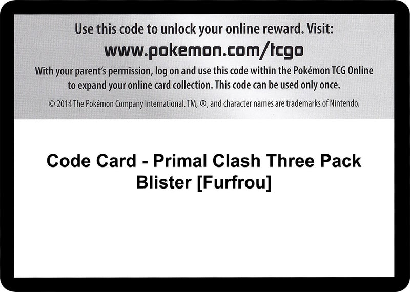 Image for Code Card - Primal Clash Three Pack Blister [Furfrou] (XY - Primal Clash) - Pokemon
