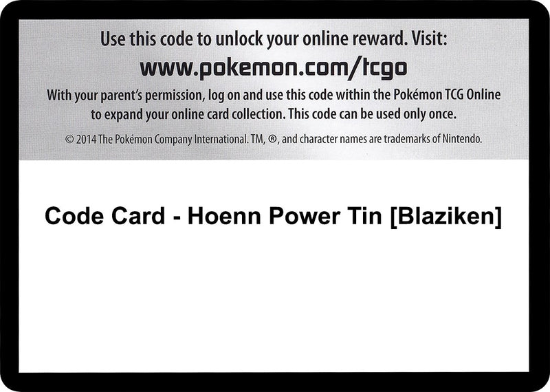 Image for Code Card - Hoenn Power Tin [Blaziken] (XY - Roaring Skies) (ROS) - Pokemon