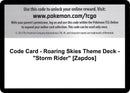 Image for Code Card - Roaring Skies Theme Deck - "Storm Rider" [Zapdos] (XY - Roaring Skies) (ROS) - Pokemon