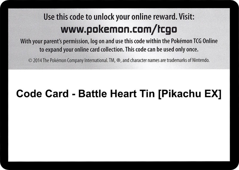 Image for Code Card - Battle Heart Tin [Pikachu EX] (XY - Steam Siege) (STS) - Pokemon