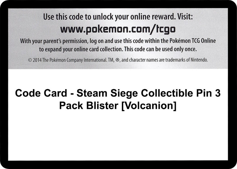 Image for Code Card - Steam Siege Collectible Pin 3 Pack Blister [Volcanion] (XY - Steam Siege) (STS) - Pokemon