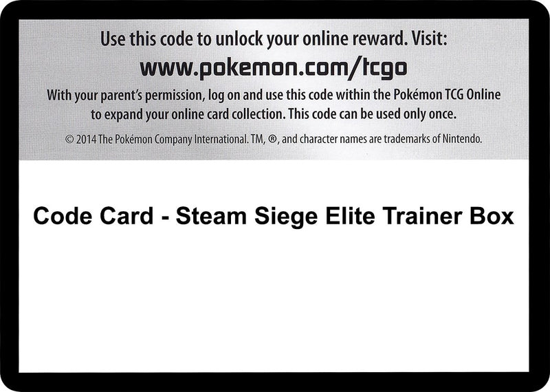 Image for Code Card - Steam Siege Elite Trainer Box (XY - Steam Siege) (STS) - Pokemon