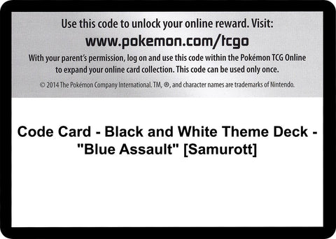 Image for Code Card - Black and White Theme Deck - "Blue Assault" [Samurott] - Pokemon