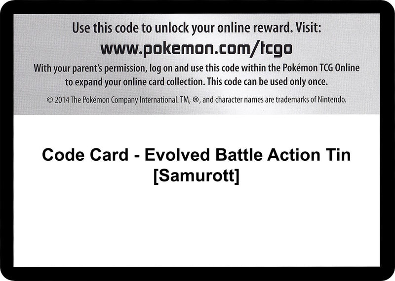 Image for Code Card - Evolved Battle Action Tin [Samurott] (Emerging Powers) (EPO) - Pokemon