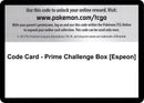 Image for Code Card - Prime Challenge Box [Espeon] (Noble Victories) (NVI) - Pokemon