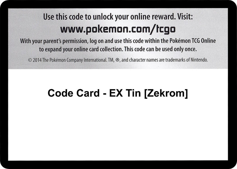 Image for Code Card - EX Tin [Zekrom] (Next Destinies) (NXD) - Pokemon