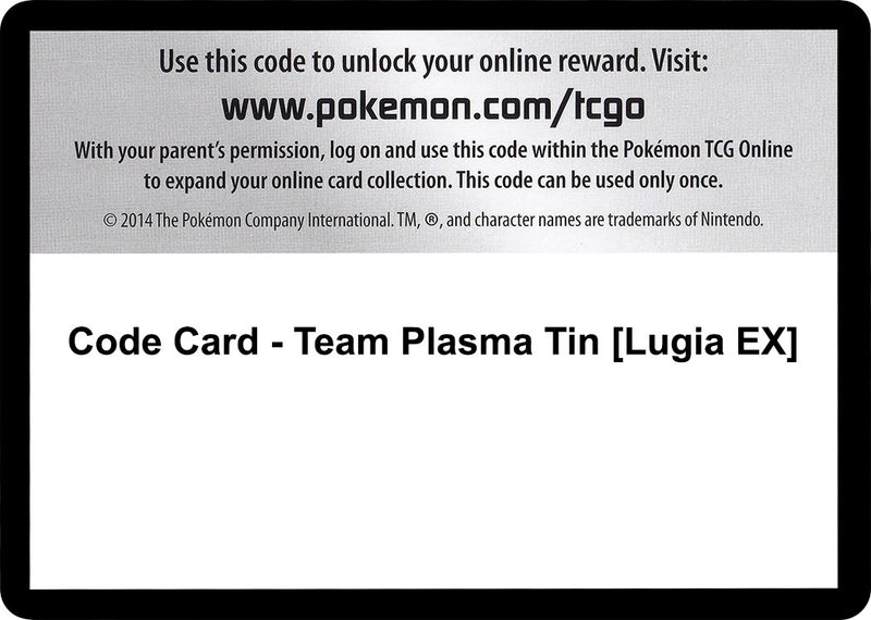 Image for Code Card - Team Plasma Tin [Lugia EX] (Plasma Blast) (PLB) - Pokemon