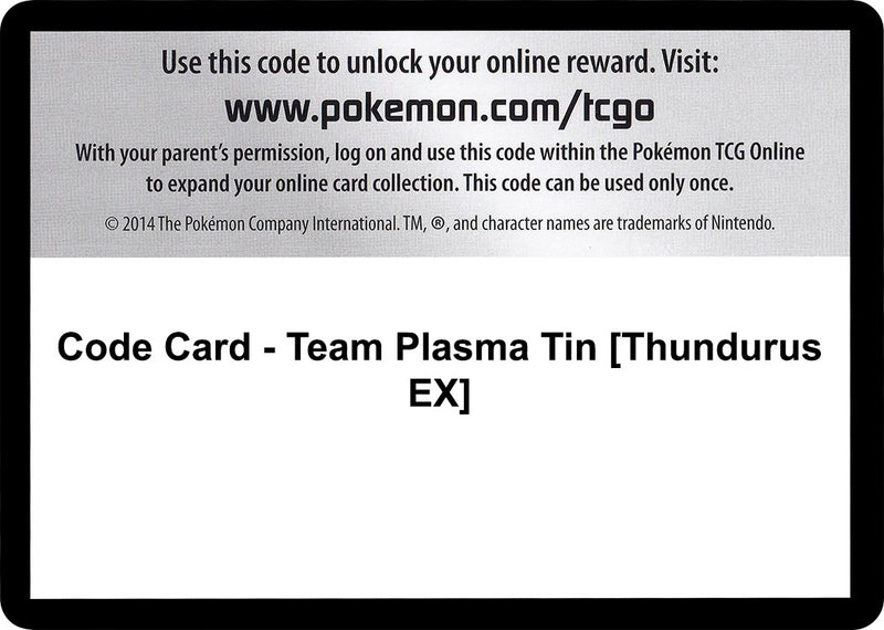 Image for Code Card - Team Plasma Tin [Thundurus EX] (Plasma Blast) (PLB) - Pokemon