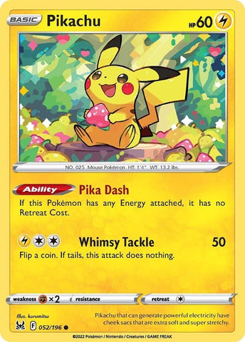 Image for Pikachu (052/196) (SWSH11: Lost Origin) - Pokemon