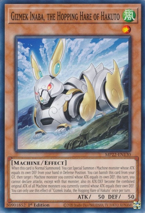 Gizmek Inaba, the Hopping Hare of Hakuto (MP22-EN130) (2022 Tin of the Pharaoh's Gods) YuGiOh