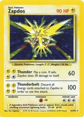 Image for Zapdos (016/102) - Pokemon