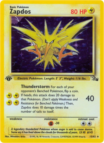 Zapdos (15) (15/62) (Fossil) Pokemon
