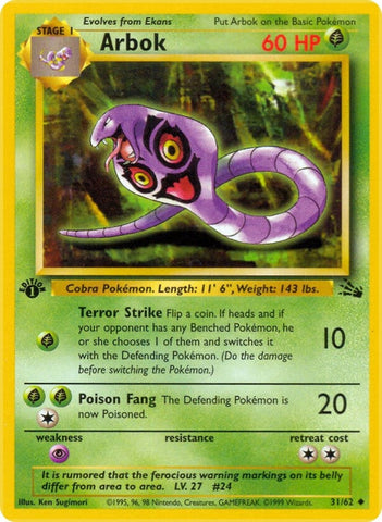 Arbok (31/62) (Fossil) Pokemon