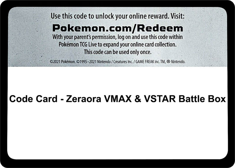 Image for Code Card - Zeraora VMAX & VSTAR Battle Box (Miscellaneous Cards & Products) (MCAP) - Pokemon