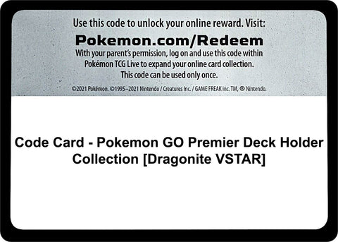 Image for Code Card - Pokemon GO Premier Deck Holder Collection [Dragonite VSTAR] (Pokemon GO) - Pokemon