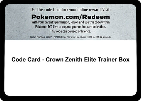 Image for Code Card - Crown Zenith Elite Trainer Box (Crown Zenith) - Pokemon