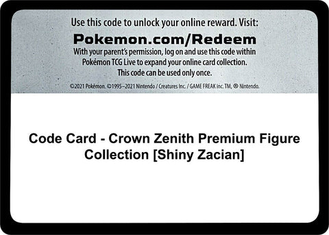 Image for Code Card - Crown Zenith Premium Figure Collection [Shiny Zacian] (Crown Zenith) - Pokemon