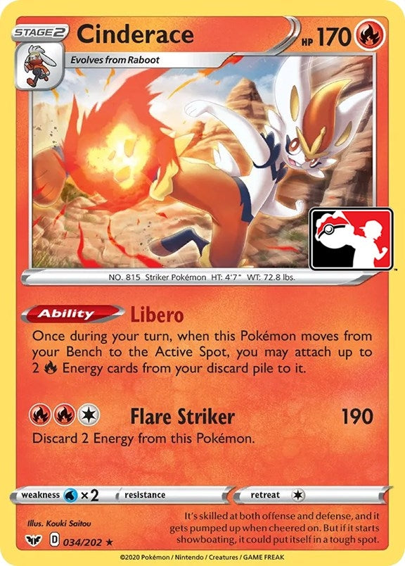 Cinderace (034/202) (Prize Pack Series Cards) Pokemon