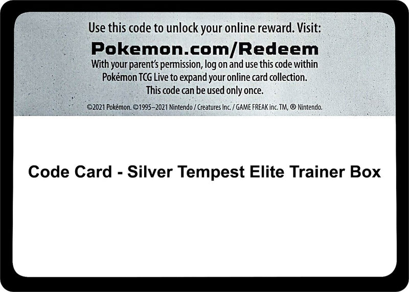 Image for Code Card - Silver Tempest Elite Trainer Box (SWSH12: Silver Tempest) (SWSH12) - Pokemon