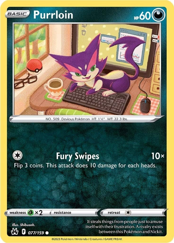 Image for Purrloin (077/159) (Crown Zenith) - Pokemon