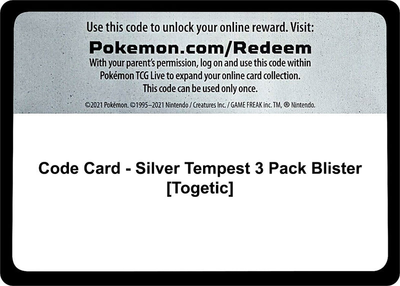 Image for Code Card - Silver Tempest 3 Pack Blister [Togetic] (SWSH12: Silver Tempest) (SWSH12) - Pokemon