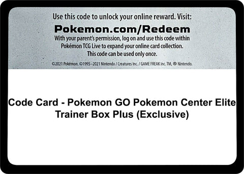 Image for Code Card - Pokemon GO Pokemon Center Elite Trainer Box Plus (Exclusive) (Pokemon GO) - Pokemon