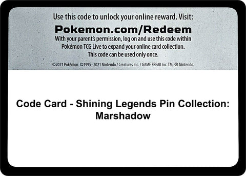Image for Code Card - Shining Legends Pin Collection: Marshadow (Shining Legends) (SHL) - Pokemon