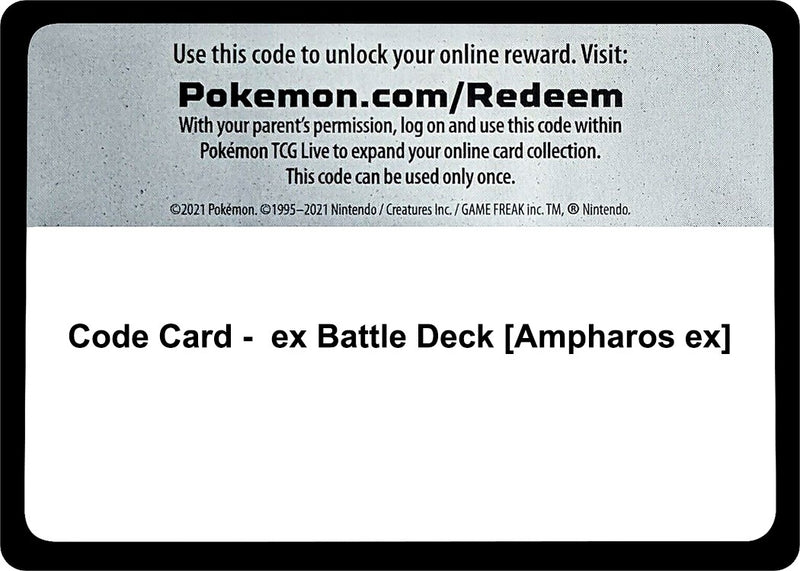 Image for Code Card - ex Battle Deck [Ampharos ex] (Miscellaneous Cards & Products) (MCAP) - Pokemon