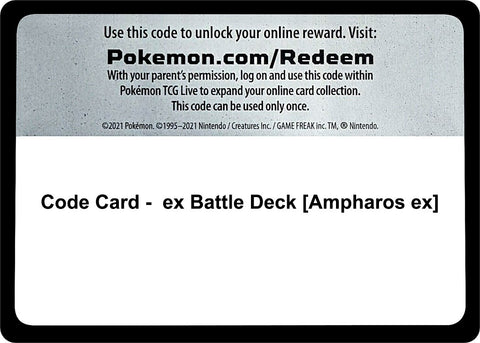 Image for Code Card - ex Battle Deck [Ampharos ex] (Miscellaneous Cards & Products) (MCAP) - Pokemon