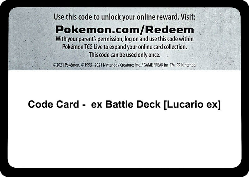 Image for Code Card - ex Battle Deck [Lucario ex] (Miscellaneous Cards & Products) (MCAP) - Pokemon