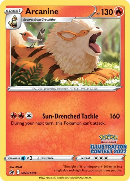 Image for Arcanine (Illustration Contest 2022) (SWSH304) (SWSH: Sword & Shield Promo Cards) (SWSD) - Pokemon