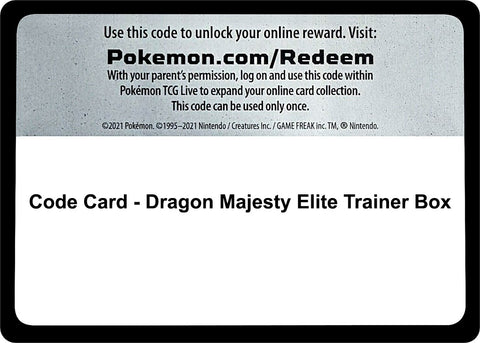 Image for Code Card - Dragon Majesty Elite Trainer Box - Pokemon