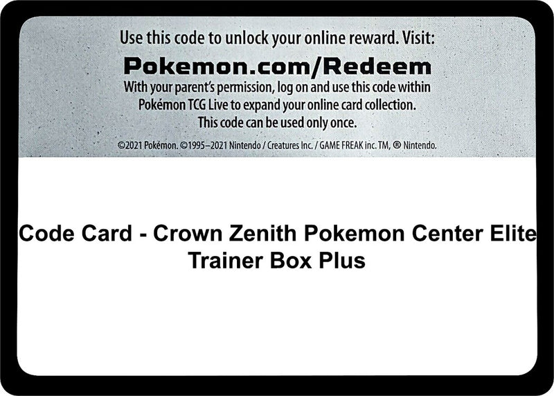 Image for Code Card - Crown Zenith Pokemon Center Elite Trainer Box Plus (Crown Zenith) - Pokemon