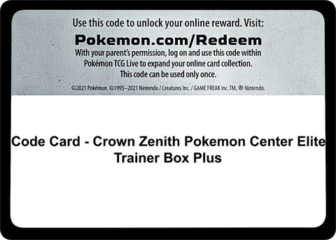 Image for Code Card - Crown Zenith Pokemon Center Elite Trainer Box Plus (Crown Zenith) - Pokemon